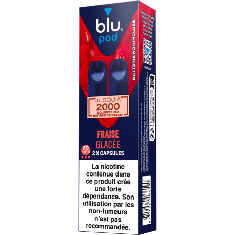 Capsules Fraise Glacee Blu Bar  8, Recharge Blu Bar Pas Cher