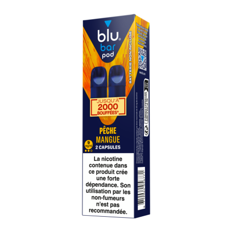 Capsules Peche Mangue Blu Bar  8, Recharge Blu Bar Pas Cher